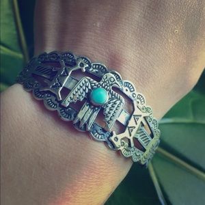 Silver Native Thunderbird Cuff Bracelet